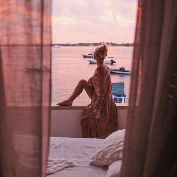 SOLD OUT Pink Bohemian Floral Maxi Duster Kimono Wrap Robe - Picture 6 of 16